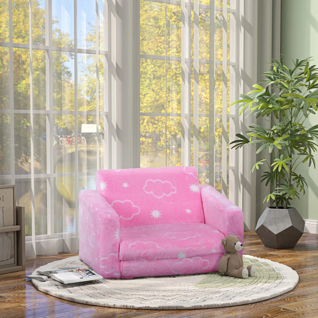 Divano letto per bambini 2 posti ¨C zephmum ¨C rosa, tessuto, 90x