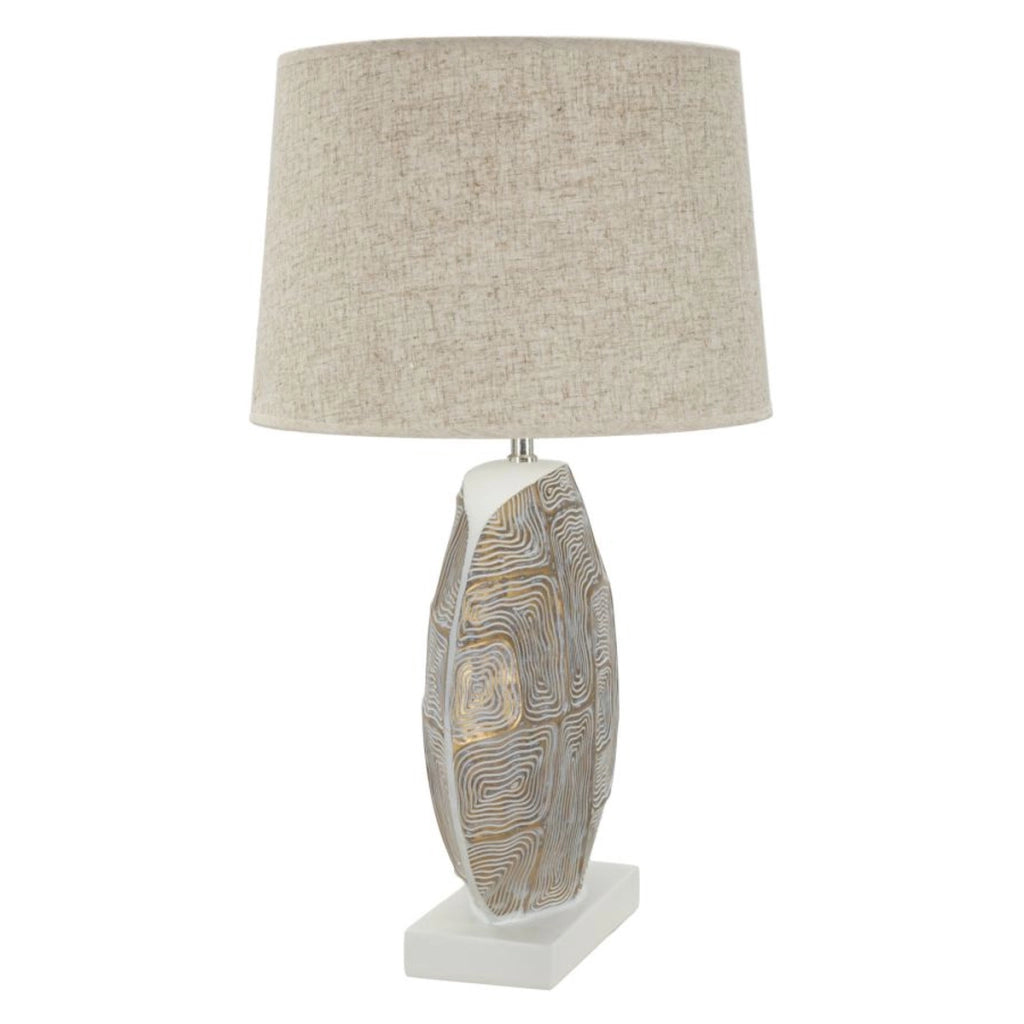 Lampada da tavolo Eclips in resina con motivo geometrico e paralume in tessuto O 38 cm