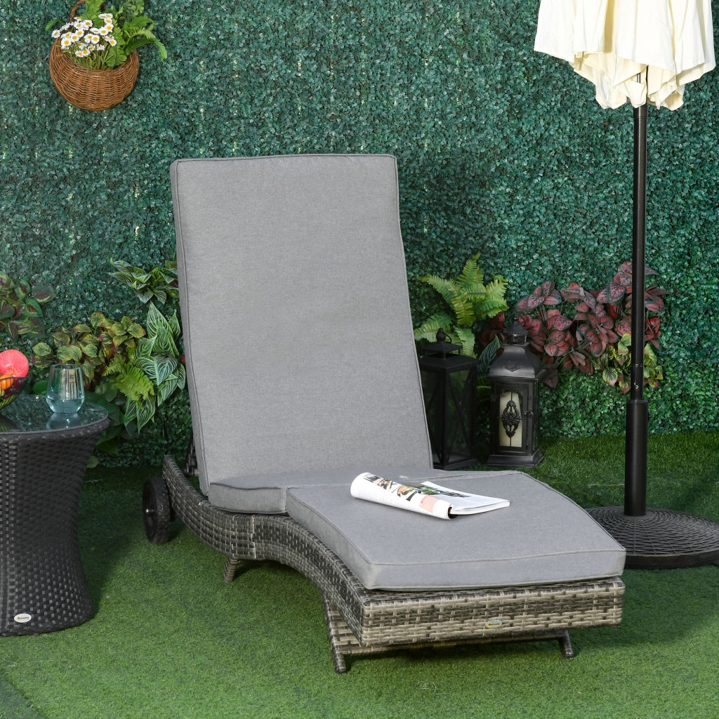 Lettino prendisole polyrattan ¨C Xylo ¨C grigio con cuscino regolabile 5 posizioni 207x70x70cm