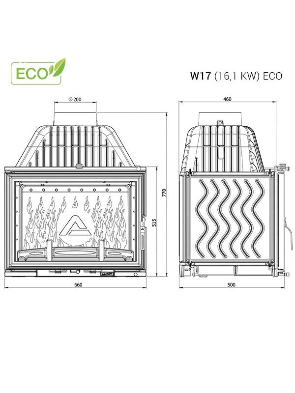 Inserto Stufa a legna  - W17 (16,1 kW) DEKOR ECO WR