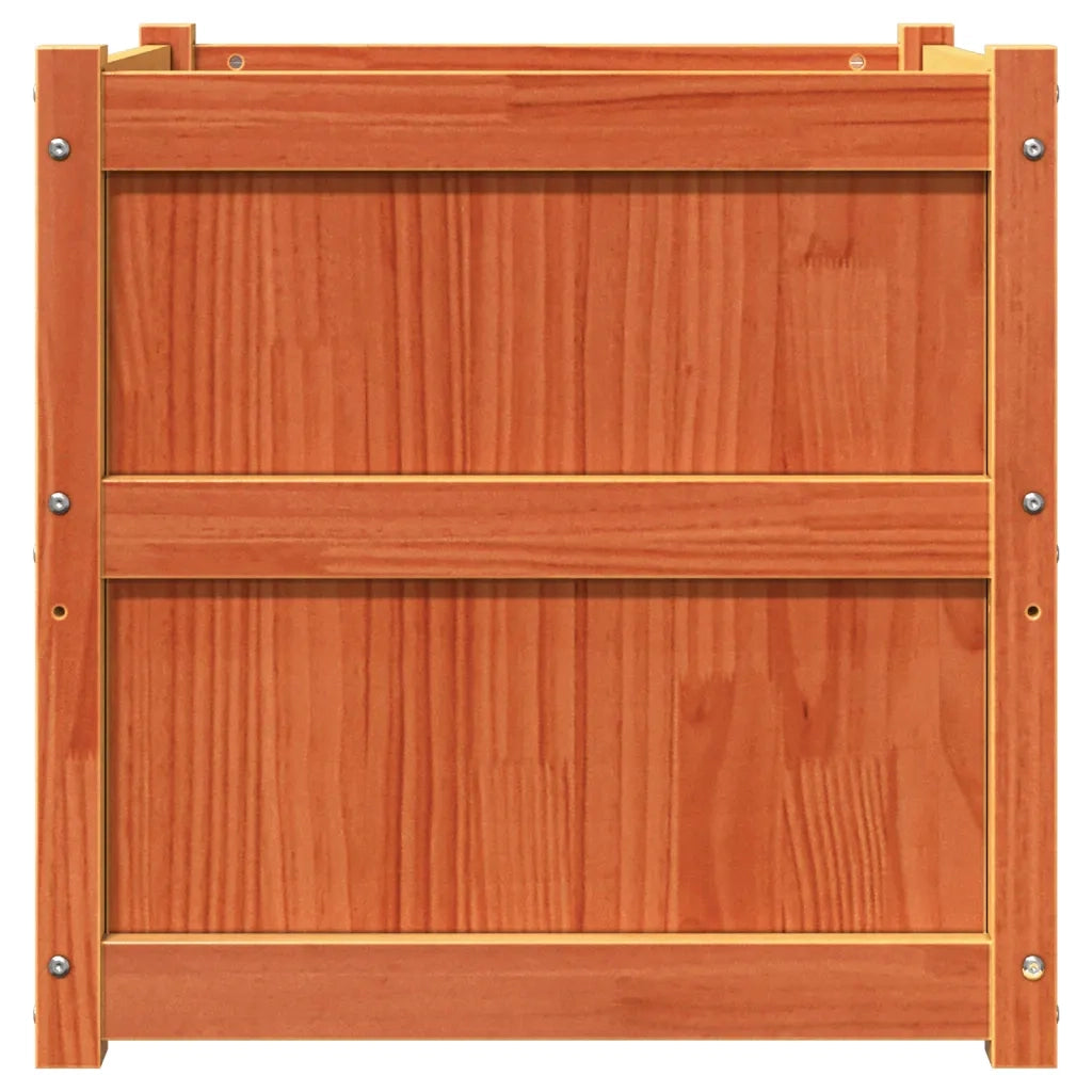 Fioriera Giardino-Vaso da Esterno-Contenitore per Piante Marrone Cera 60x60x60 cm Legno Massello Pino