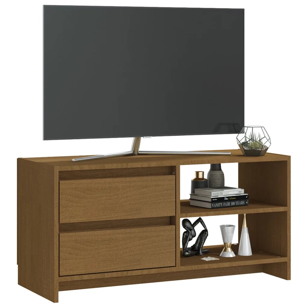 Mobile Porta TV Marrone Ambra 80x31x39 cm in Legno di Pino 809897