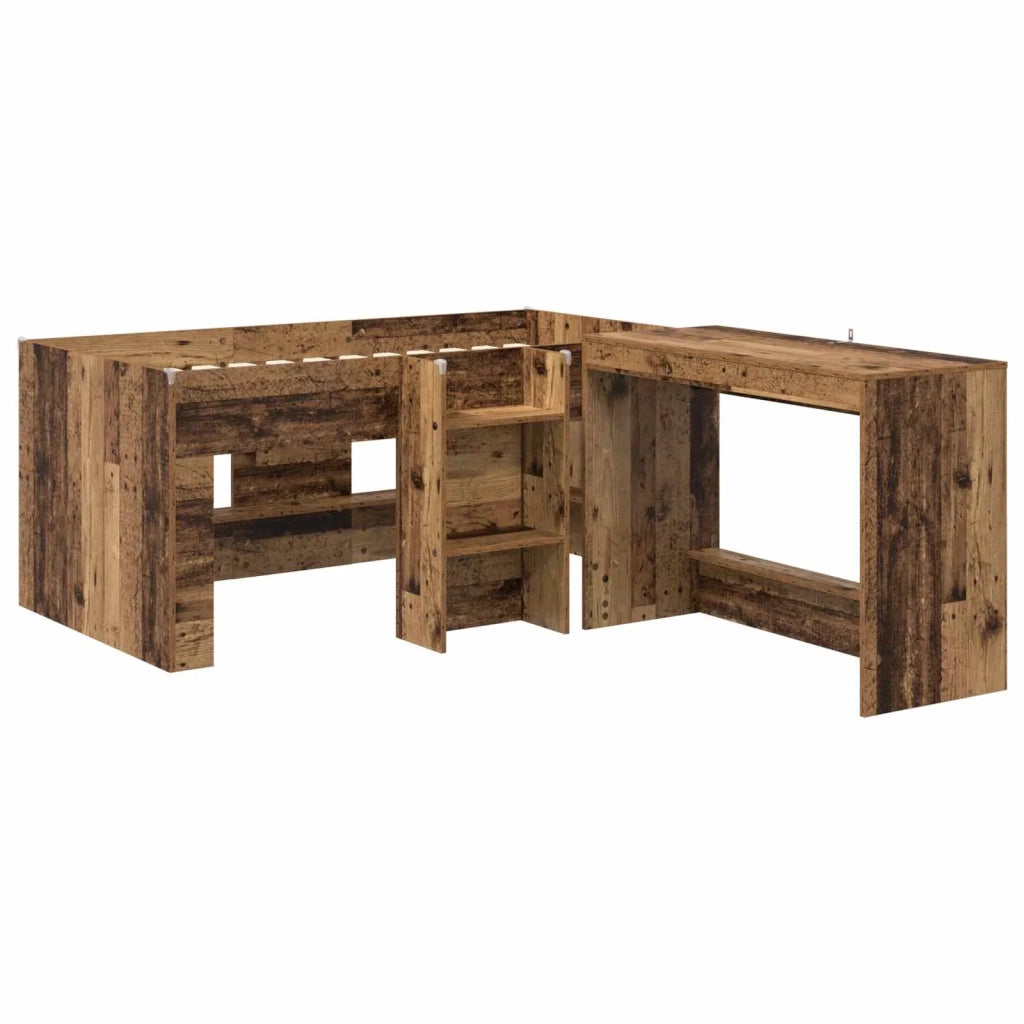Letto alto per bambini con scrivania 2 pz Legno antico 3423468