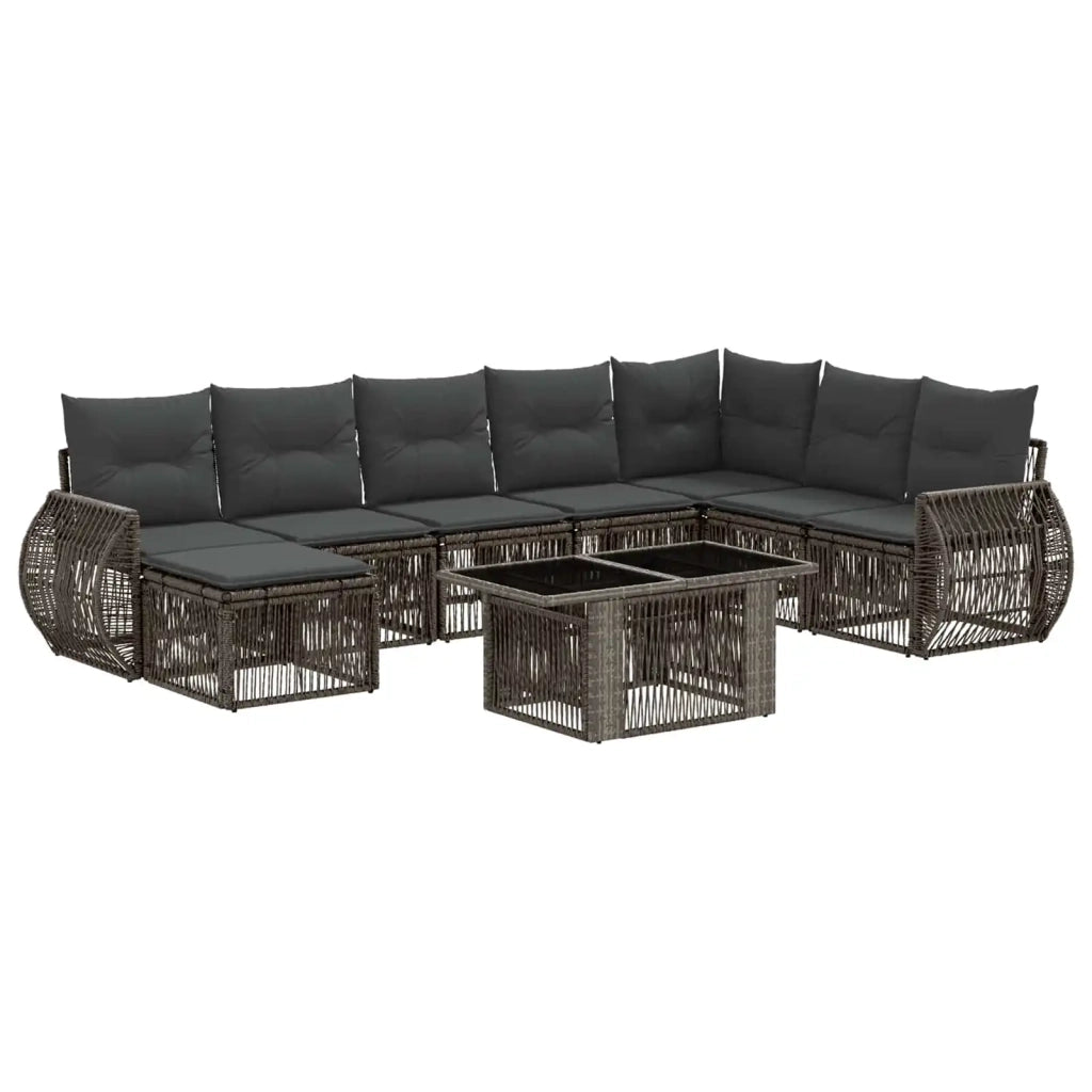Set Divano da Giardino 9 pz Grigio e Grigio Scuro polyrattan 3436988