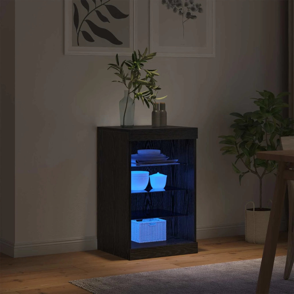 Credenza | Madia LED Rovere Nero 41 x 37 x 67 cm Legno multistrato