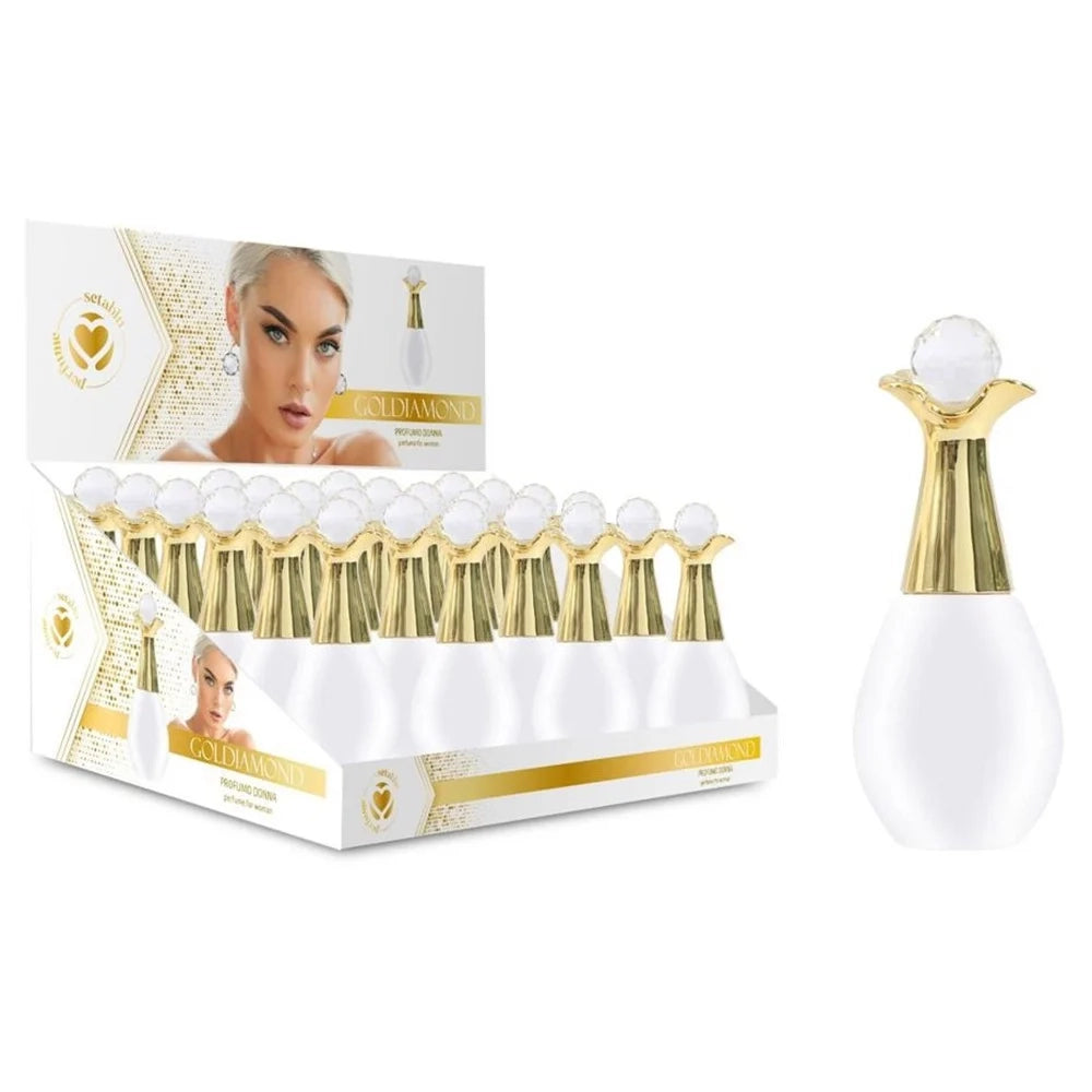 Trade Shop - Set 24pz Profumo Corpo Per Donna Da 30ml Forma A Goccia Bianca Gold Diamond 032725 -