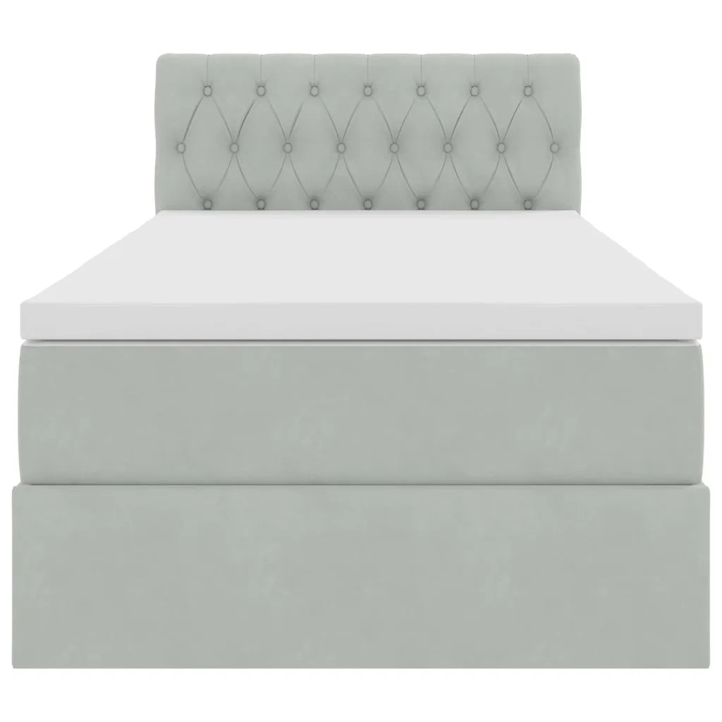 Letto con contenitore e LED Grigio chiaro 90 x 200 cm Velluto 3371427