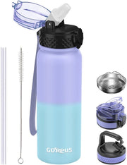 Bottiglia di acqua in acciaio inossidabile da 600ml/20oz con beccuccio, termos di sport, bottiglia di acqua in acciaio inossidabile, leva di vetro, bottiglia di acqua con beccuccio, termos, adatta a bottiglie di drink BPA libere
