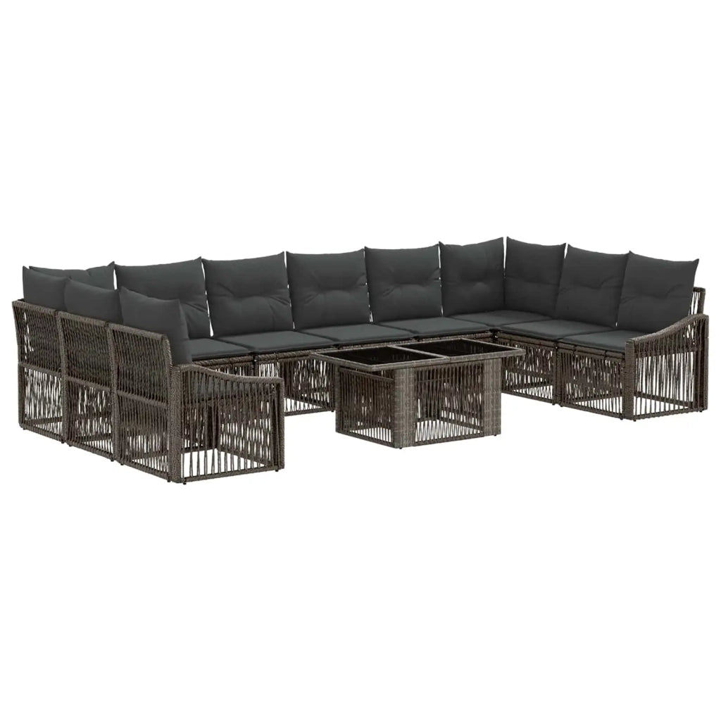 Set Divano da Giardino 11 pz Grigio e Grigio Scuro polyrattan 3437300