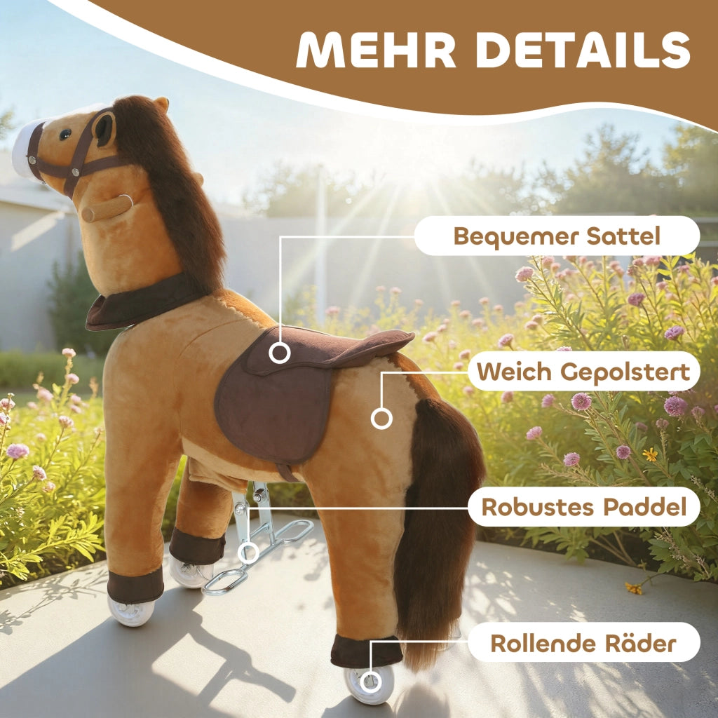 Cavallo a dondolo per bambini ¨C zephmum ¨C Tessuto marrone scuro