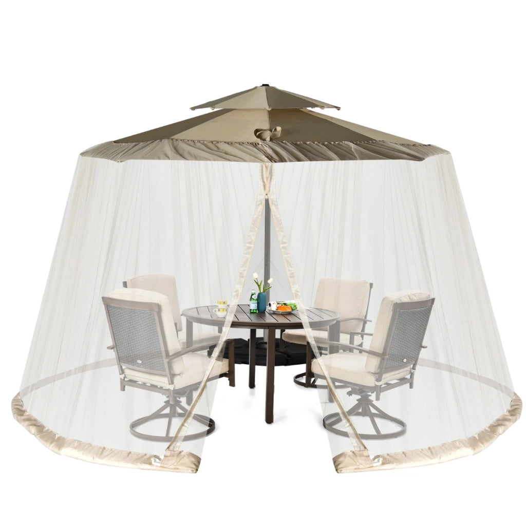 Zanzariera per ombrellone con 2 porte a doppia cerniera, Rete per ombrellone da patio con base riempibile Beige-Ombrelloni e accessori