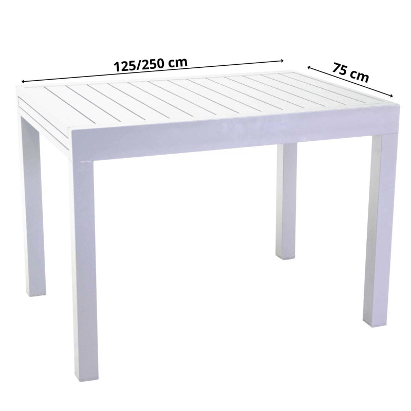 Tavolo alluminio Cleveland allungabile bianco cm 125/250x75h75
