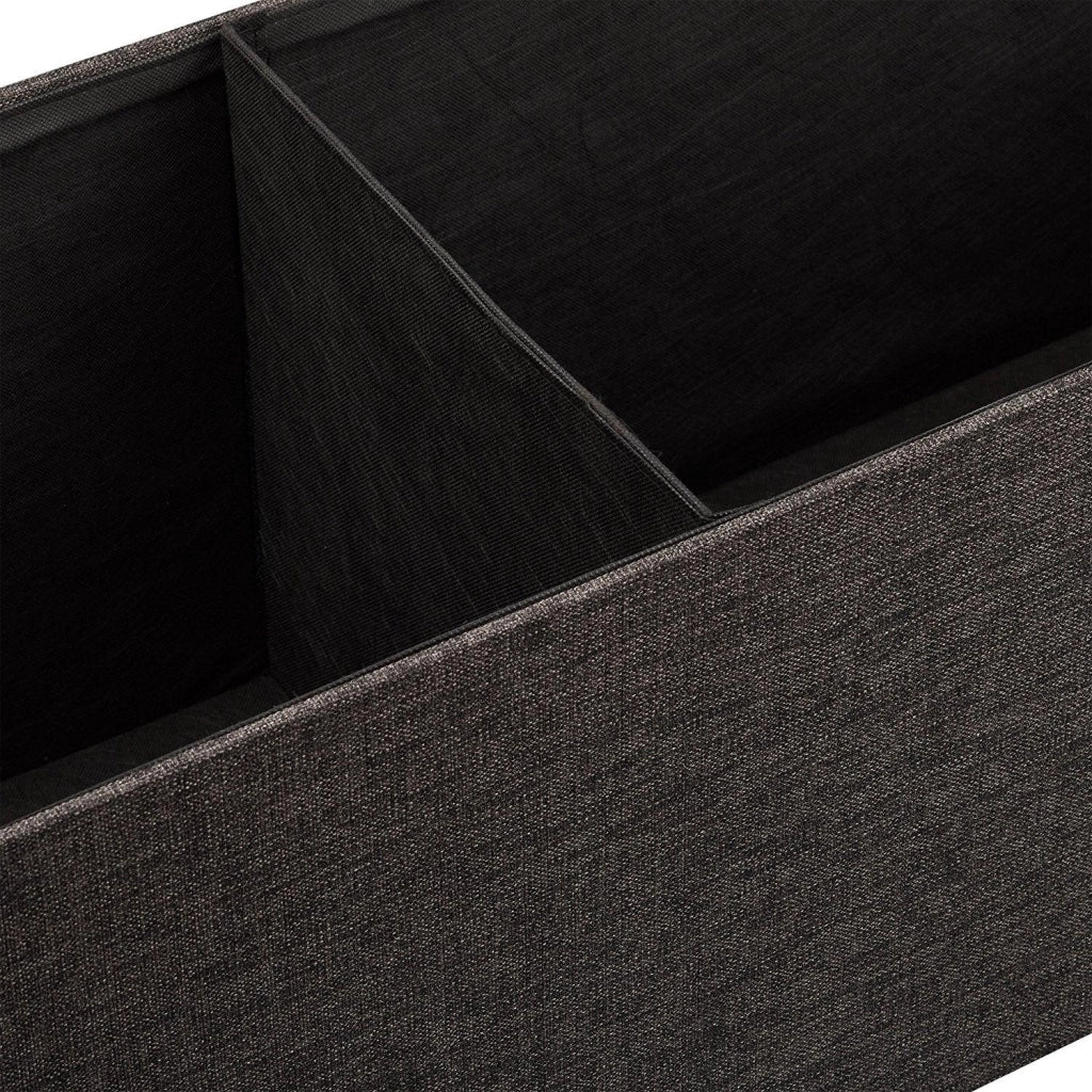 Panca portaoggetti in lino con coperchio marrone 114 cm 3013009