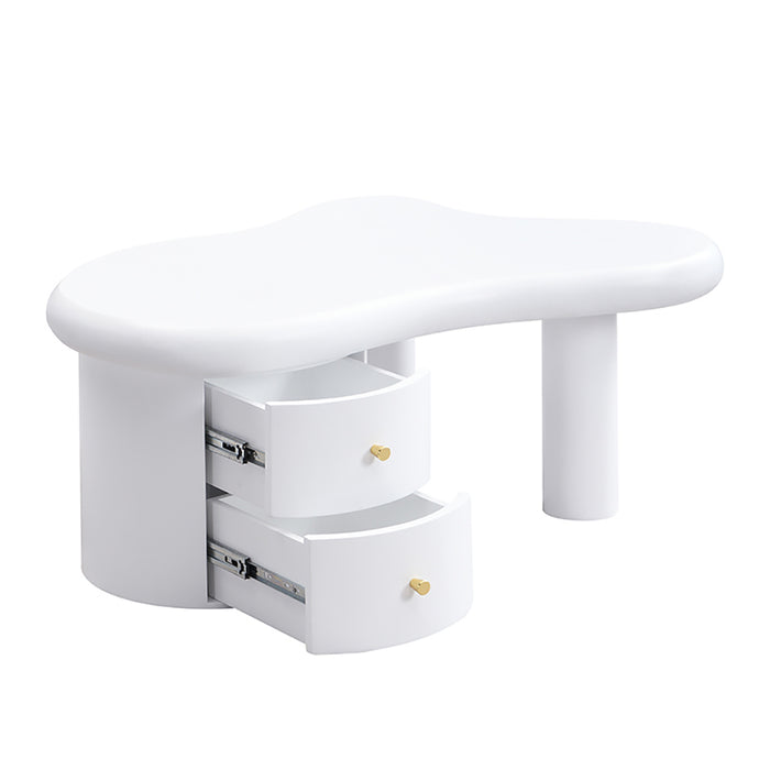 Tavolino-Xylo-Bianco forma irregolare 2 cassetti