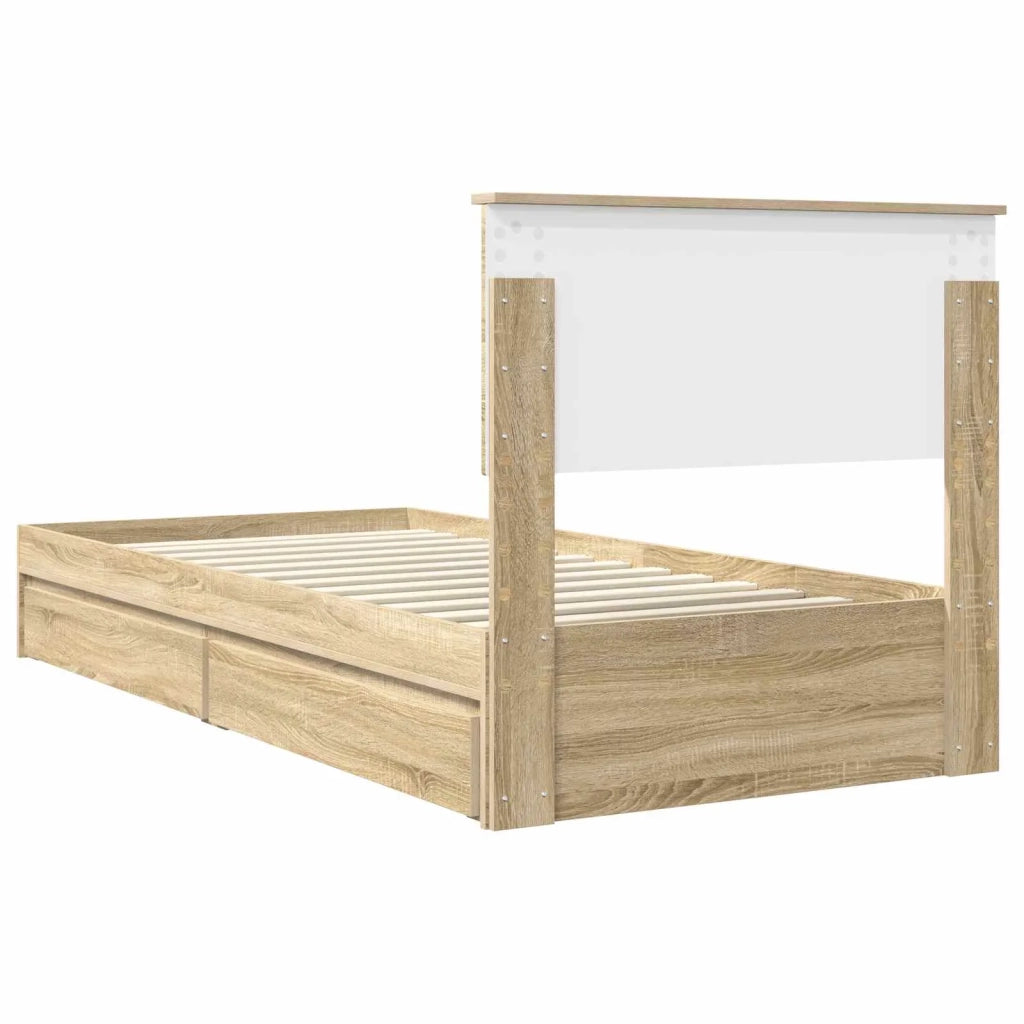Letto con Contenitore con testiera Rovere Sonoma 90 x 190 cm