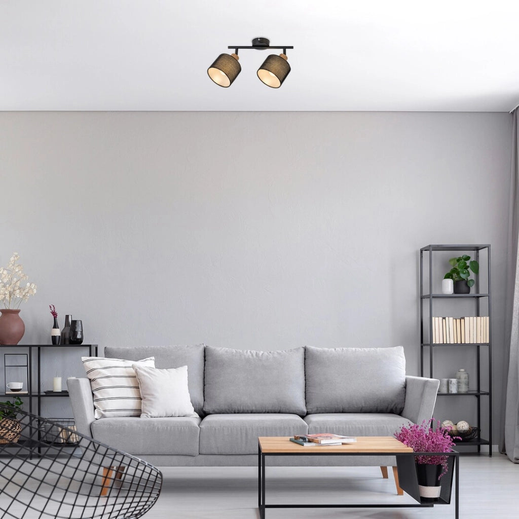 Faretto parete/soffitto Miguel Rabalux 2xE14 rovere nero