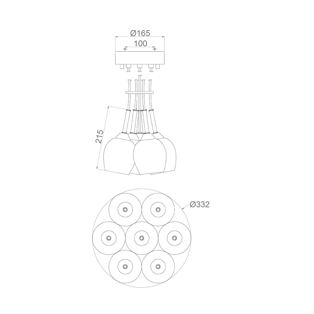 Lampada a sospensione Rubin Feiss 7xG9 nichel Ø33cm