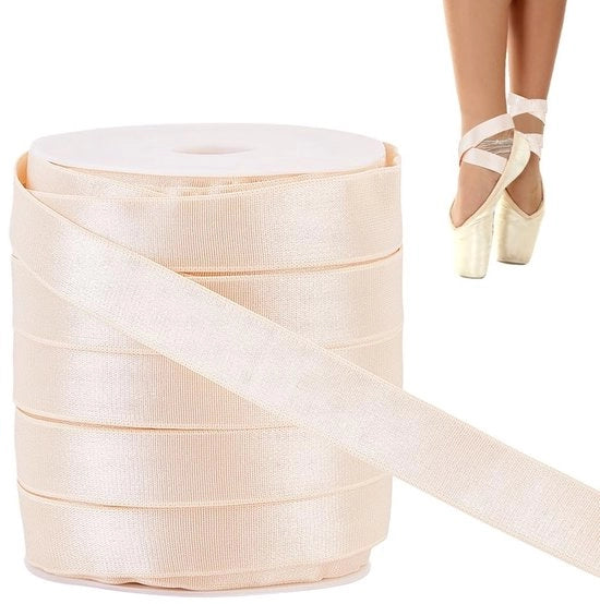 Accessori da ballo in elastico 40m - Nastro elastico bianco antico - Stretch lint piatto - Accessori da ballo - Leggero e duraturo - Per donne - Fascia da ballo
