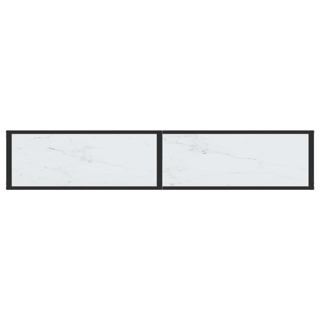 Tavolo Consolle Bianco Marmo 180x35x75,5 cm in Vetro Temperato