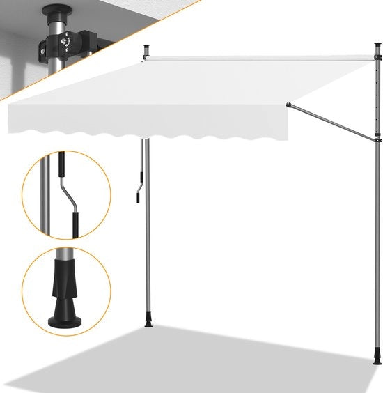 Ombrelloni senza forare per terrazza e balcone – Marcia per balcone regolabile a mano 300cm colore crema