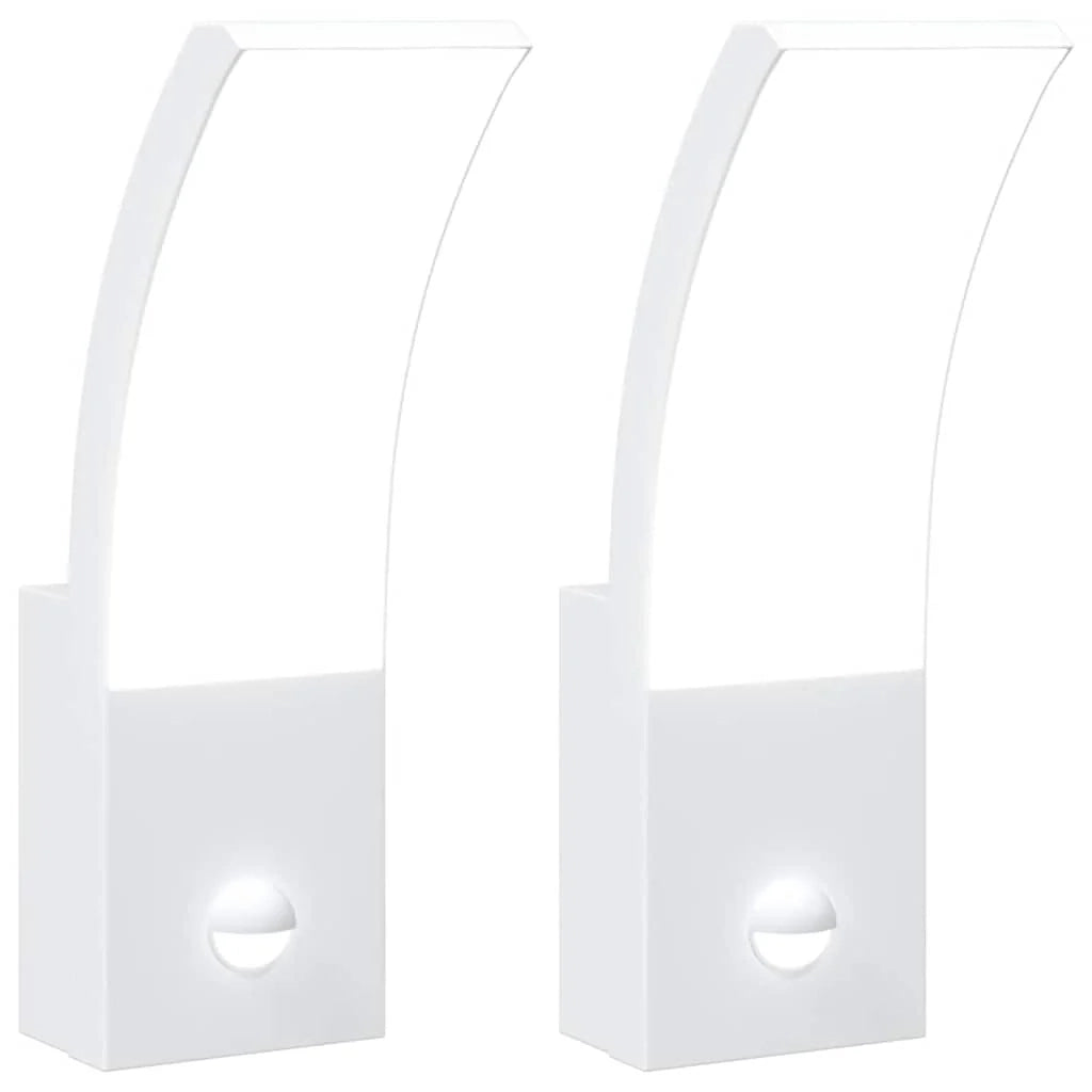 Set di 2 applique LED da esterno con sensore di movimento 7 x 4,5 x 23 cm alluminio bianco 02_0056582