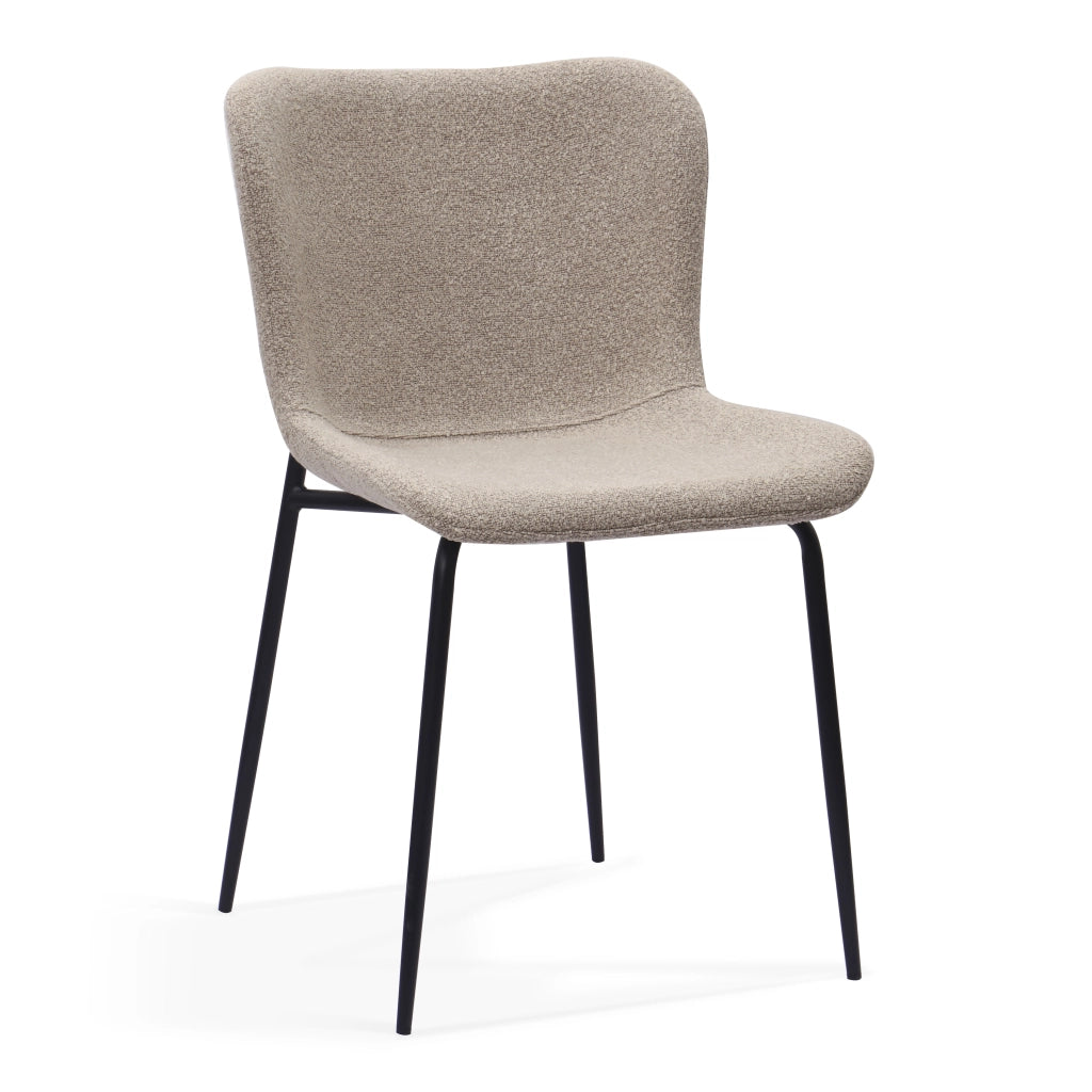 Sedia da pranzo Set da 2 con Schienale Alto Arrotondato e Design Ergonomico, in Tessuto e Metallo, Cachi
