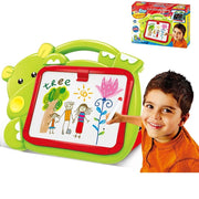 Trade Shop - Lavagna Lavagnetta Per Bambini Hippo 2in1 Con Gessetti Cassino Pennarelli Verde -
