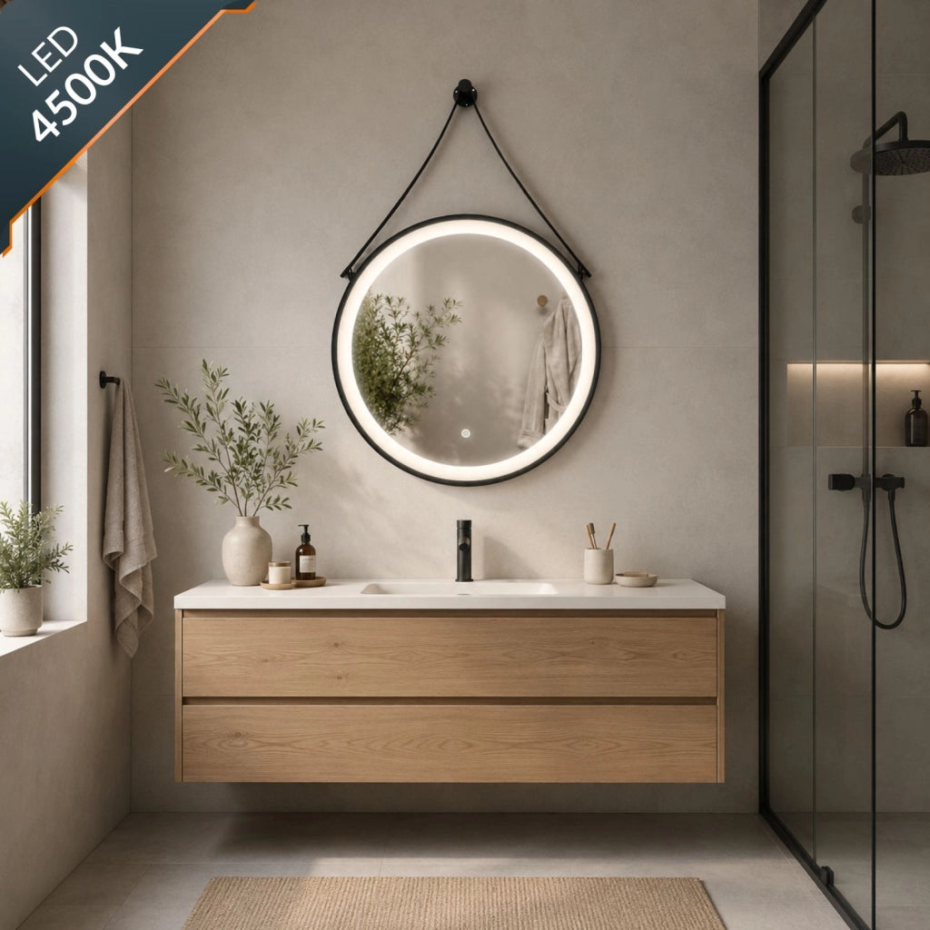 Specchio per ambienti bagni e zone benessere tondo retroilluminato led con interruttore touch *** misura Ø60, tonali...