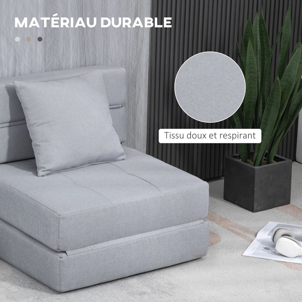 Poltrona letto ¨C Zephmum ¨C Tessuto grigio chiaro