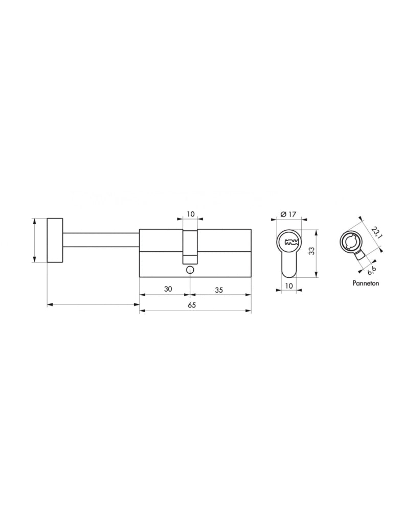Cilindro europeo pomolo codolo regolabile Transit 1 30Bx35, Nichel, 4 chiavi +1 cantiere - THIRARD