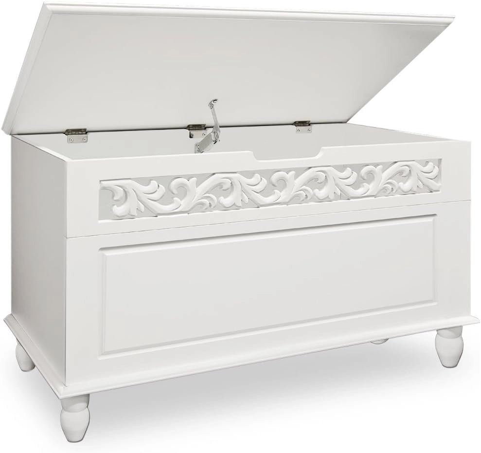 ® Cassapanca Shabby Contenitore Stile Country 80x40x48cm Baule in Legno Bianco Box Contenitore Salvaspazio Arredamento Casa Arredo Salotto Mobiletto Multiuso Spazioso Coperchio Ribaltabile