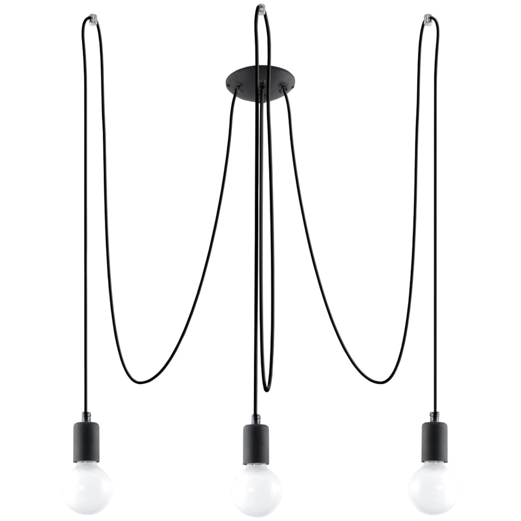 Lampadario Nikolo 3 luci nero metallo Pure Lume PU.0370