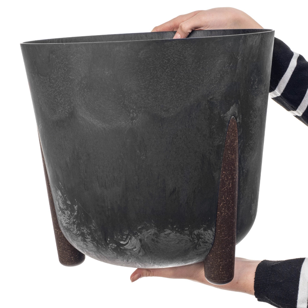 Vaso da fiori KADAX, coprivaso, fiori su gambe, con inserto, supporto per fiori, nero, 34 cm