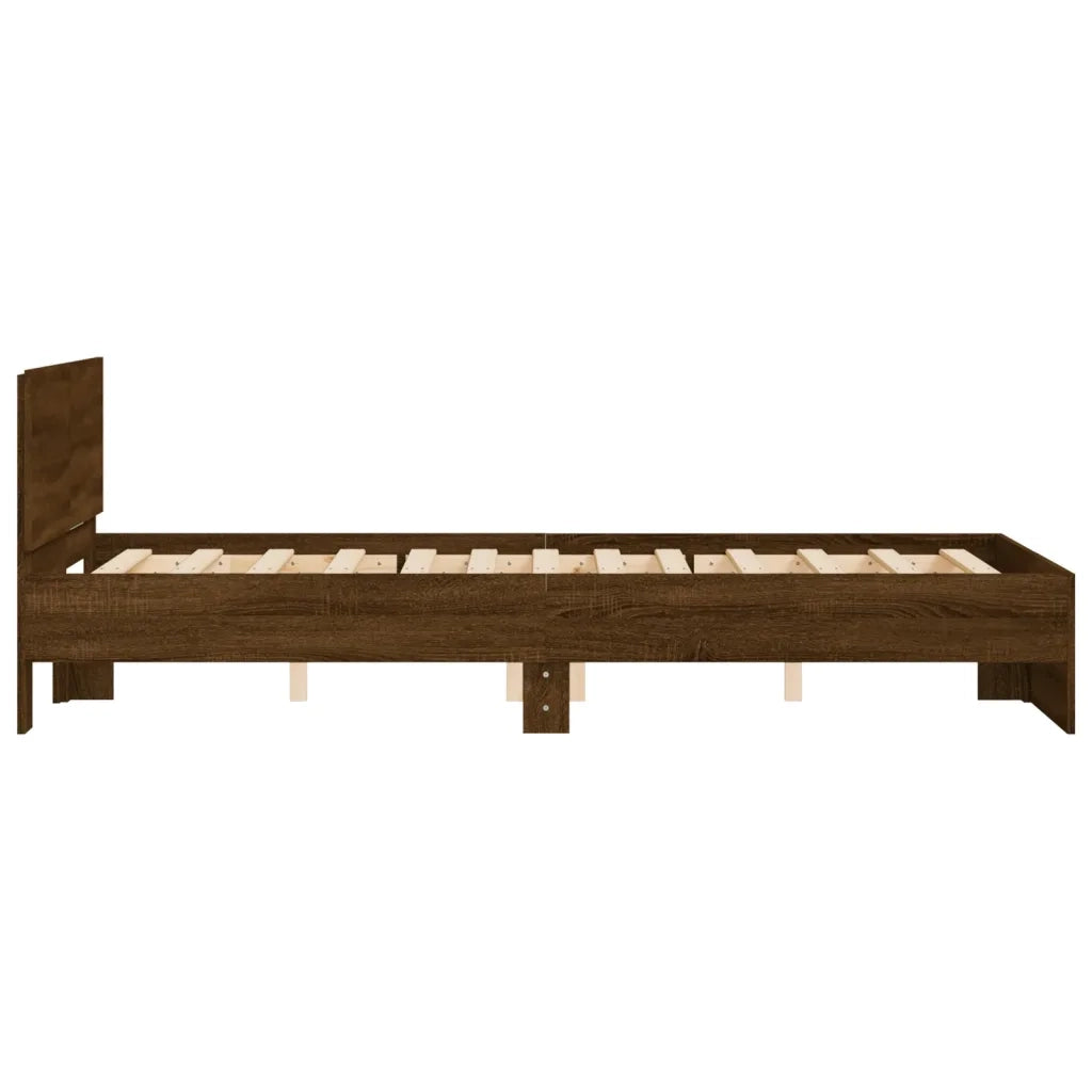 Giroletto con Testiera-Struttura Letto con testiera Rovere Marrone 135x190 cm