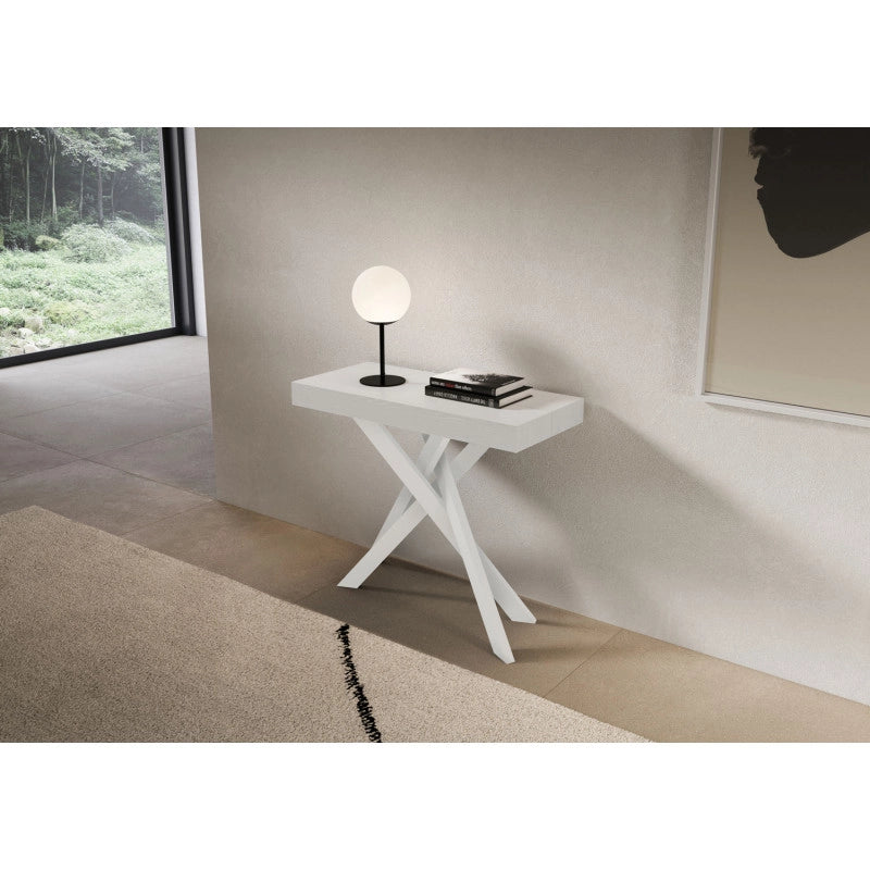 Consolle allungabile 90x40/196 cm Saki Small Premium telaio Bianche - Bianco Frassino