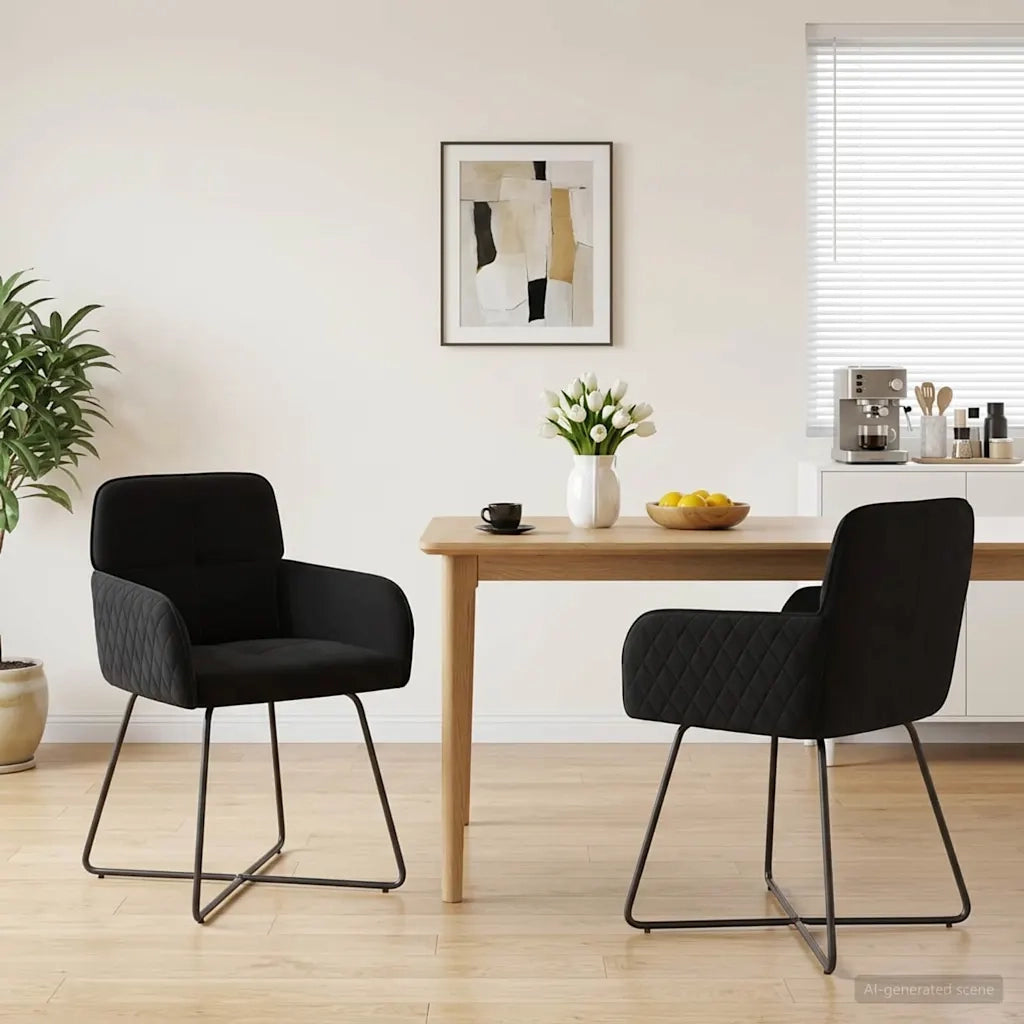 Sedie da pranzo 2 pcs Velluto (V) Nero 59 x 56,5 x 86 cm 42034298