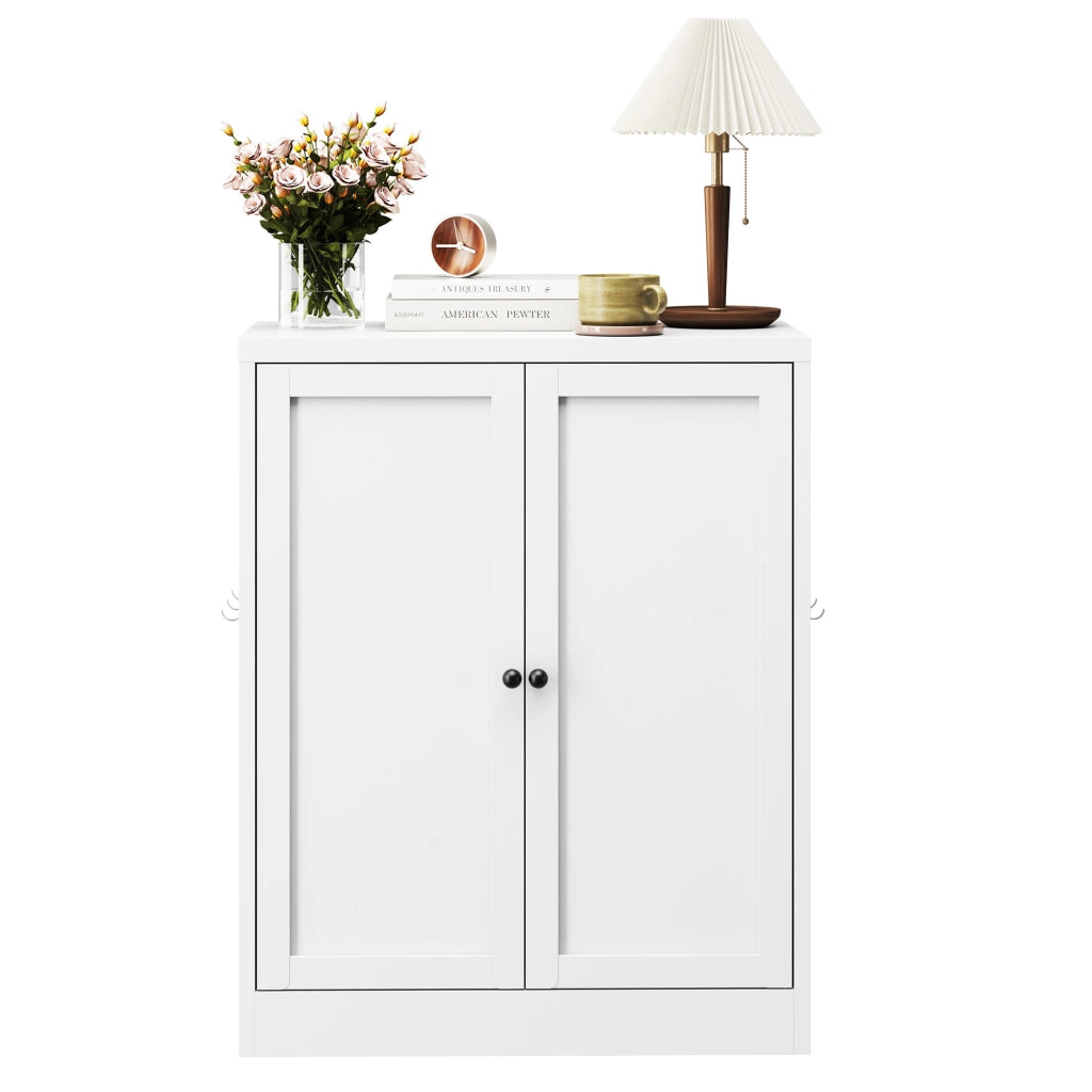 Mobile contenitore con 2 ripiani regolabili e ganci, per cucina e bagno, in metallo bianco, 88 × 70 × 35 cm