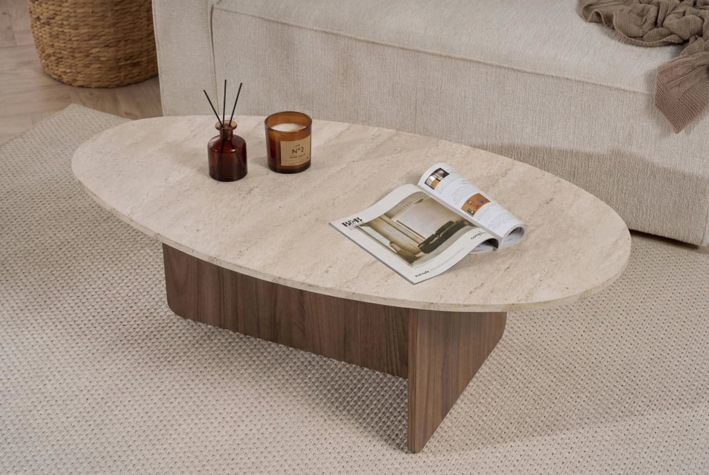 Tavolino in legno "Orba" - 120 x 65 x 40 cm - Travertino