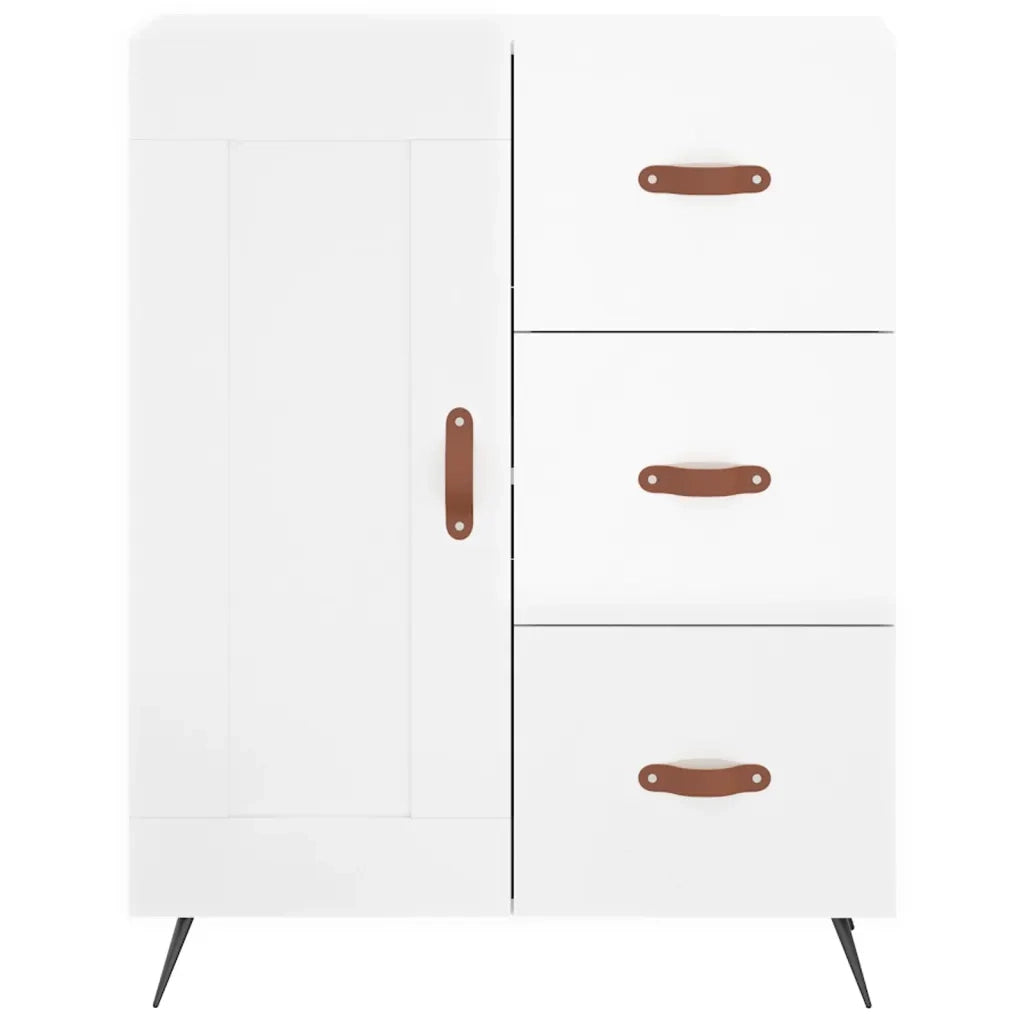 Credenza | Madia | Buffet da pranzo | Armadio da pranzo 69,5x34x90 cm in Legno Multistrato Bianco Lucido