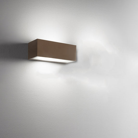 Applique Da Esterno Moderna Step Alluminio Ruggine Vetro 2 Luci E27