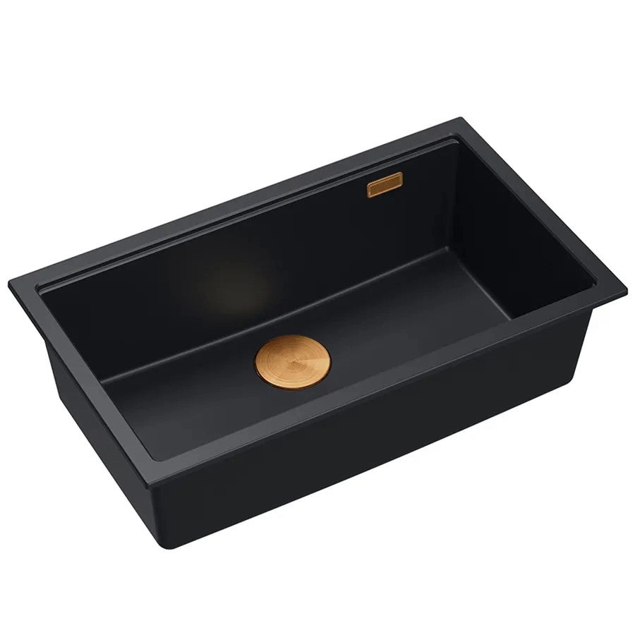 Lavello In Granito Logan 110 Black Tappo rame spazzolato