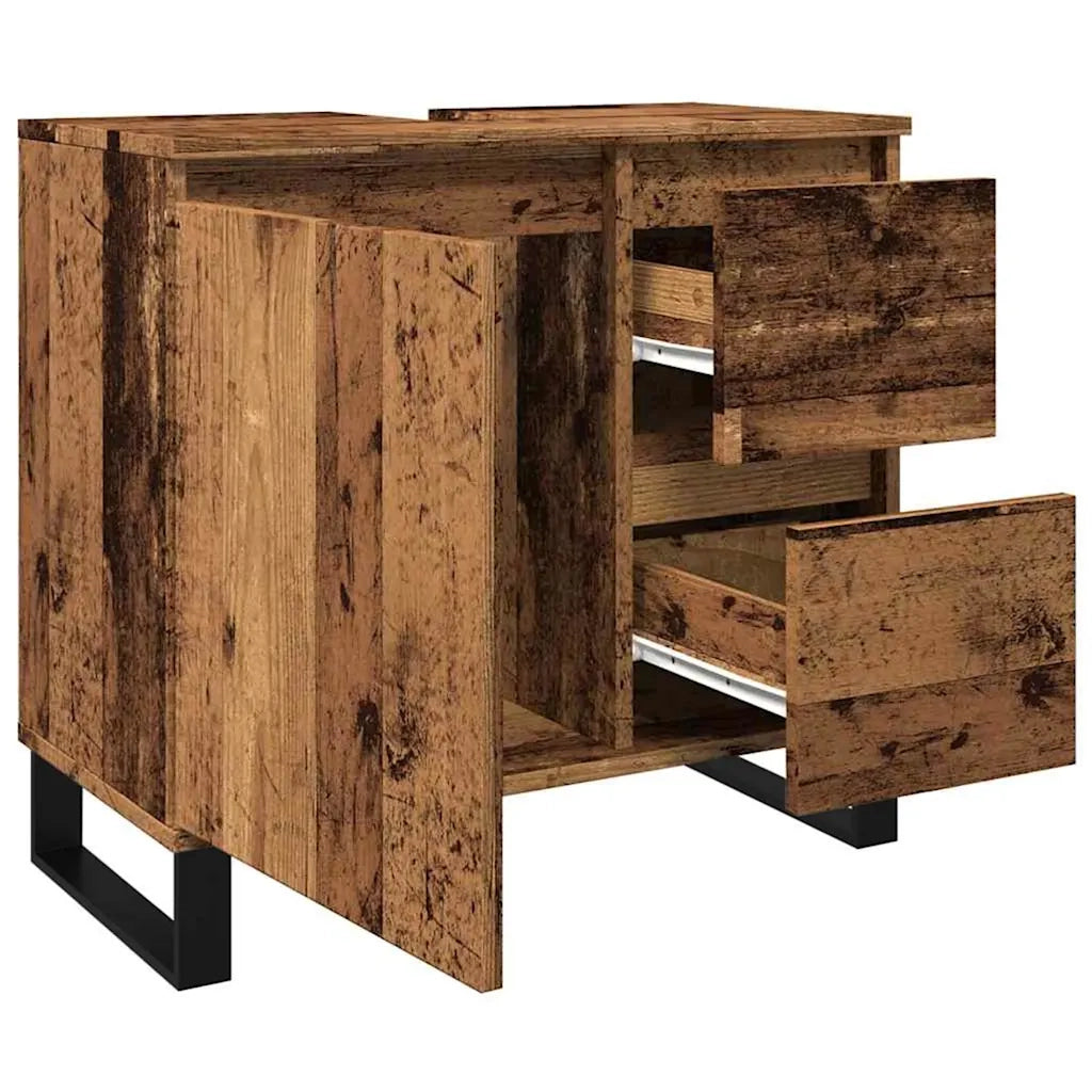 Armadietto da Bagno Legno Antico 65x33x60 cm in Truciolato