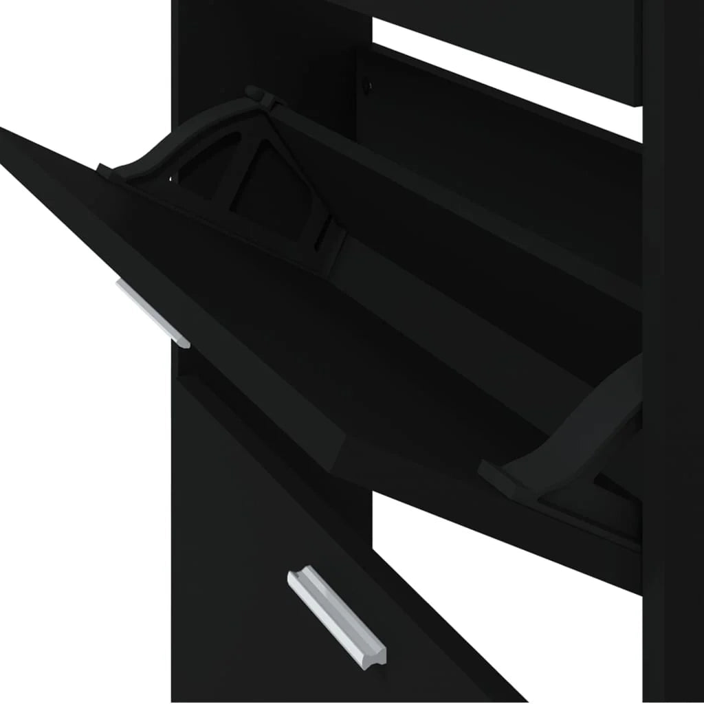 Scarpiera mobile contenitore per scarpe mobile per ingresso/corridoio/soggiorno 59 x 17 x 169 cm legno ingegnerizzato nero 02_0021984