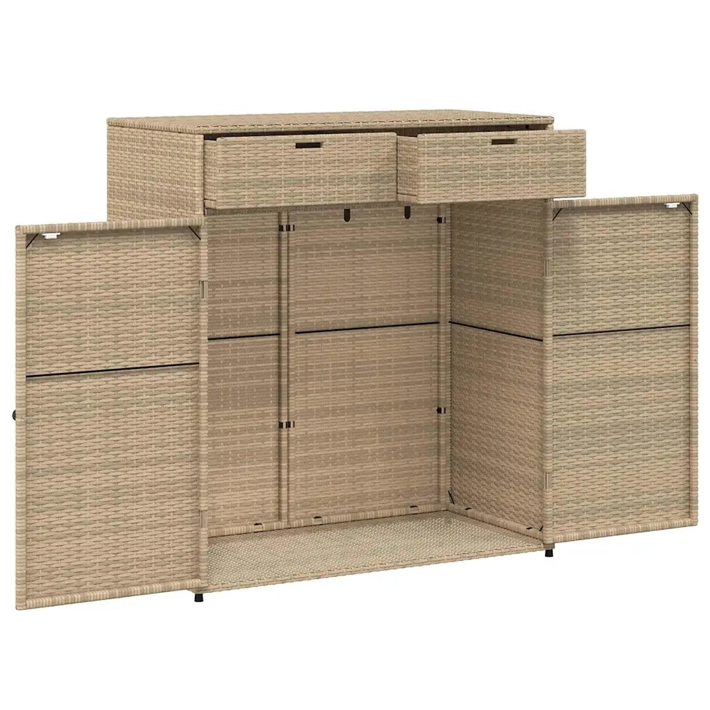 Mobile contenitore da esterno 105 x 55 x 113 cm grande capacità resistente agli agenti atmosferici design moderno resina intrecciata grigia 02_0047438
