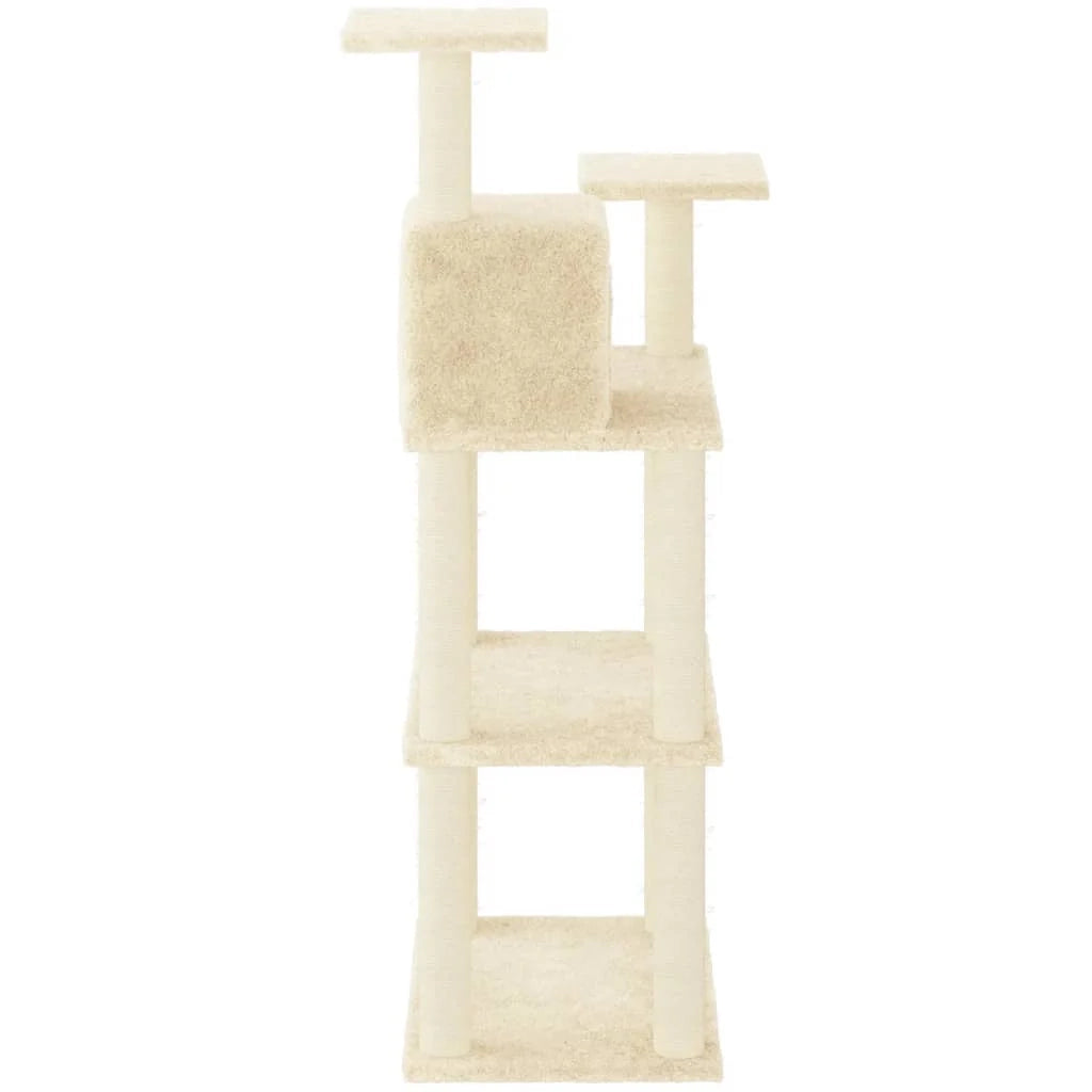 Tiragraffi per gatti torre per arrampicata giocattolo piattaforma per arrampicata con tiragraffi in sisal 118,5 cm crema 02_0022461