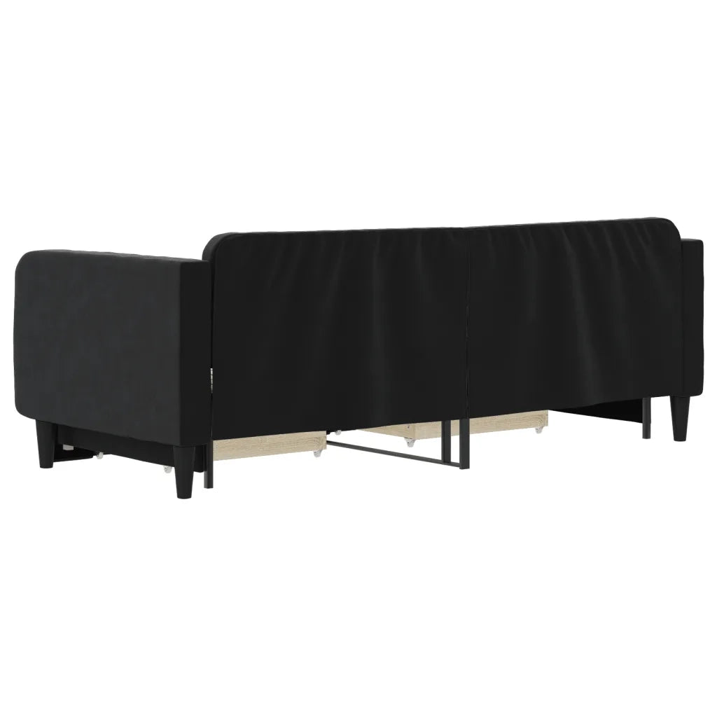 Divano letto | Sof¨¤ letto | Letto singolo Estraibile con Cassetti Nero 90x200 cm in Velluto