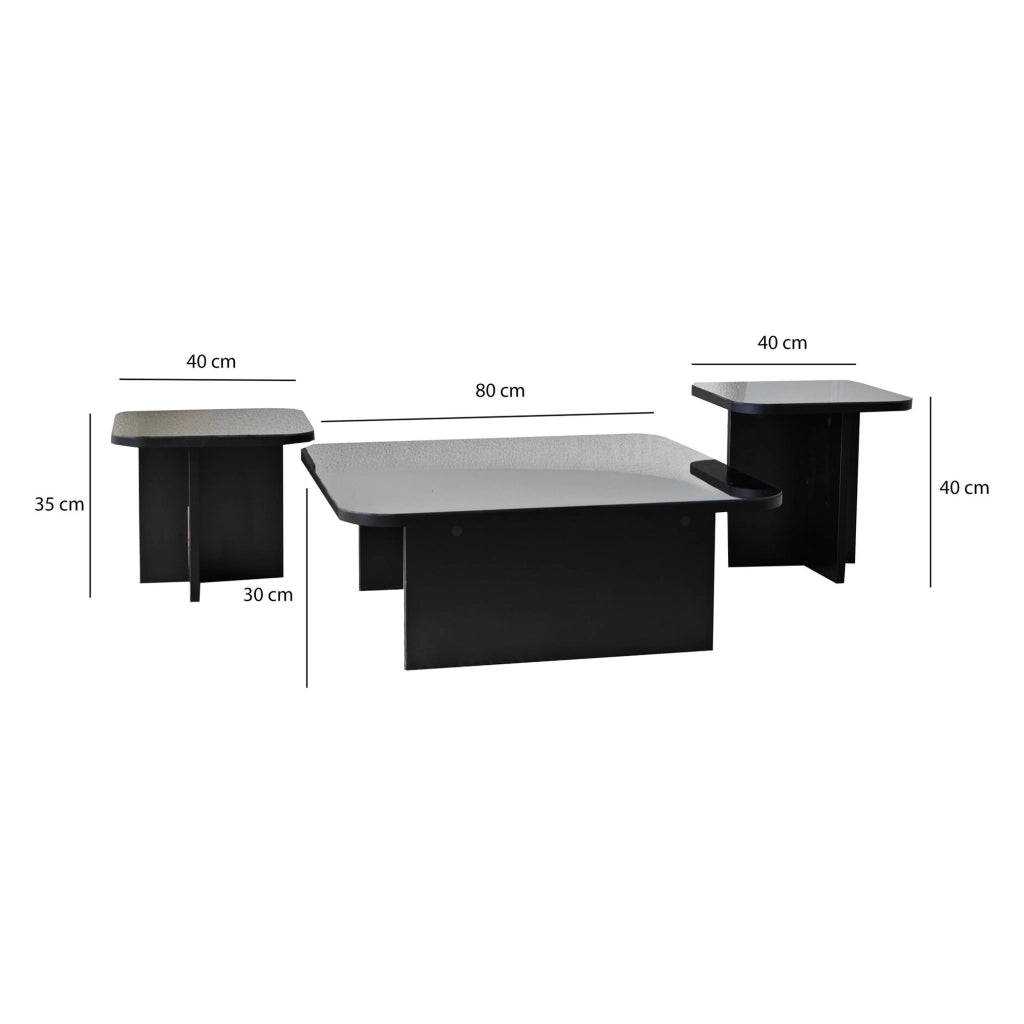 Pagliara, Tavolino da Salotto Effetto Lucido, 80x80x30h cm Nero