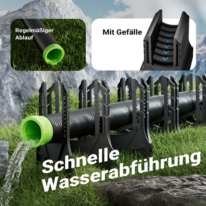 Supporto per tubi acqua di scarico camper caravan e roulotte 4,5 m, estensibile per tubazioni fino a Ø 94 mm, per smaltimento acque nere e grigie in campeggio