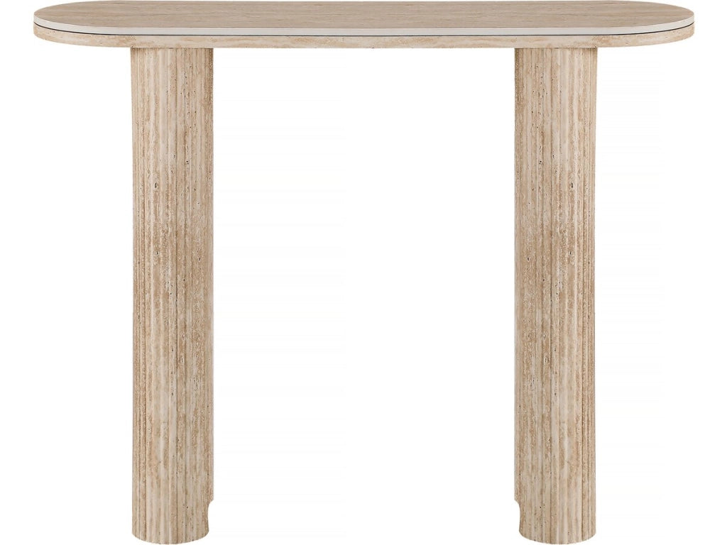Consolle in travertino e ceramica "Alba" - 100 x 30 x 80 cm - Marrone