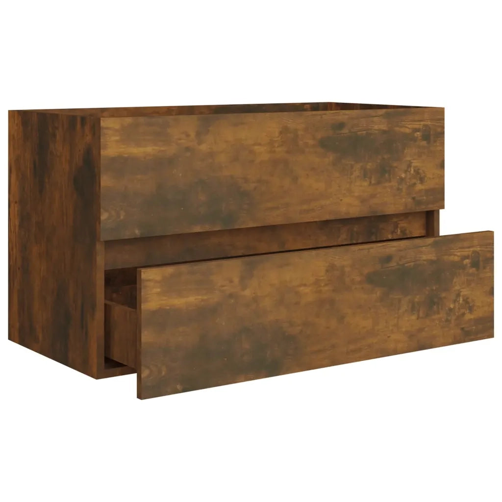 Mobile Sottolavabo-Armadietto da bagno Rovere Fumo 80x38,5x45 cm Legno Multistrato